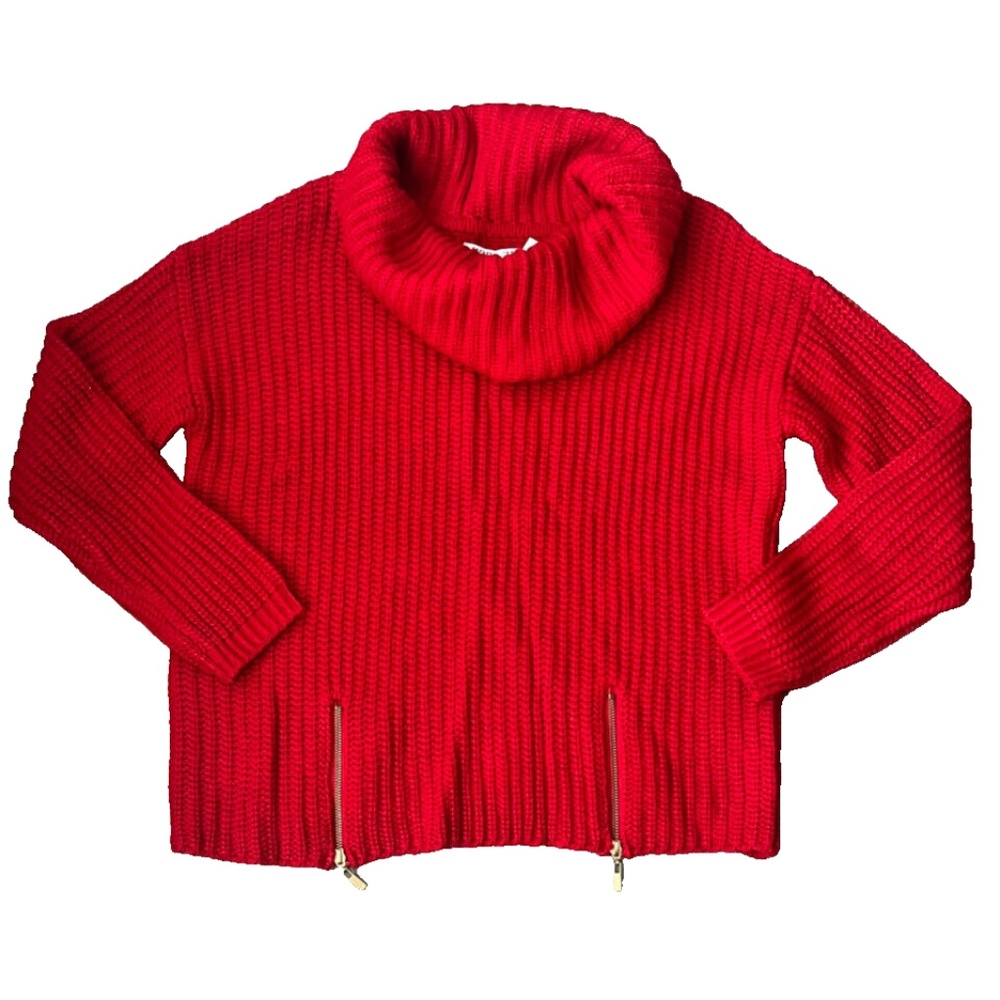 (NWT) Modamix Women's Red Cowl Neck Zip Front Long Sleeve Sweater Plus Size 2X